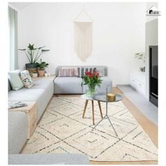 Thảm Lông Sợi Ngắn Alice Khối Vuông Họa Tiết Sọc Màu