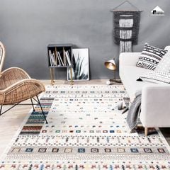 Thảm Lông Sợi Ngắn Bohemian Họa Tiết Chấm Bi Carpet Thảm Cao Cấp