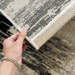 Thảm Lông Sợi Ngắn Dệt Màu Dập Sợi Viền Loang Xám Đen