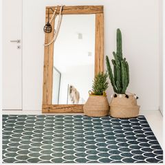 Thảm Lông Sợi Ngắn Thổ Nhĩ Kỳ Họa Tiết Sóng Lưới Xanh