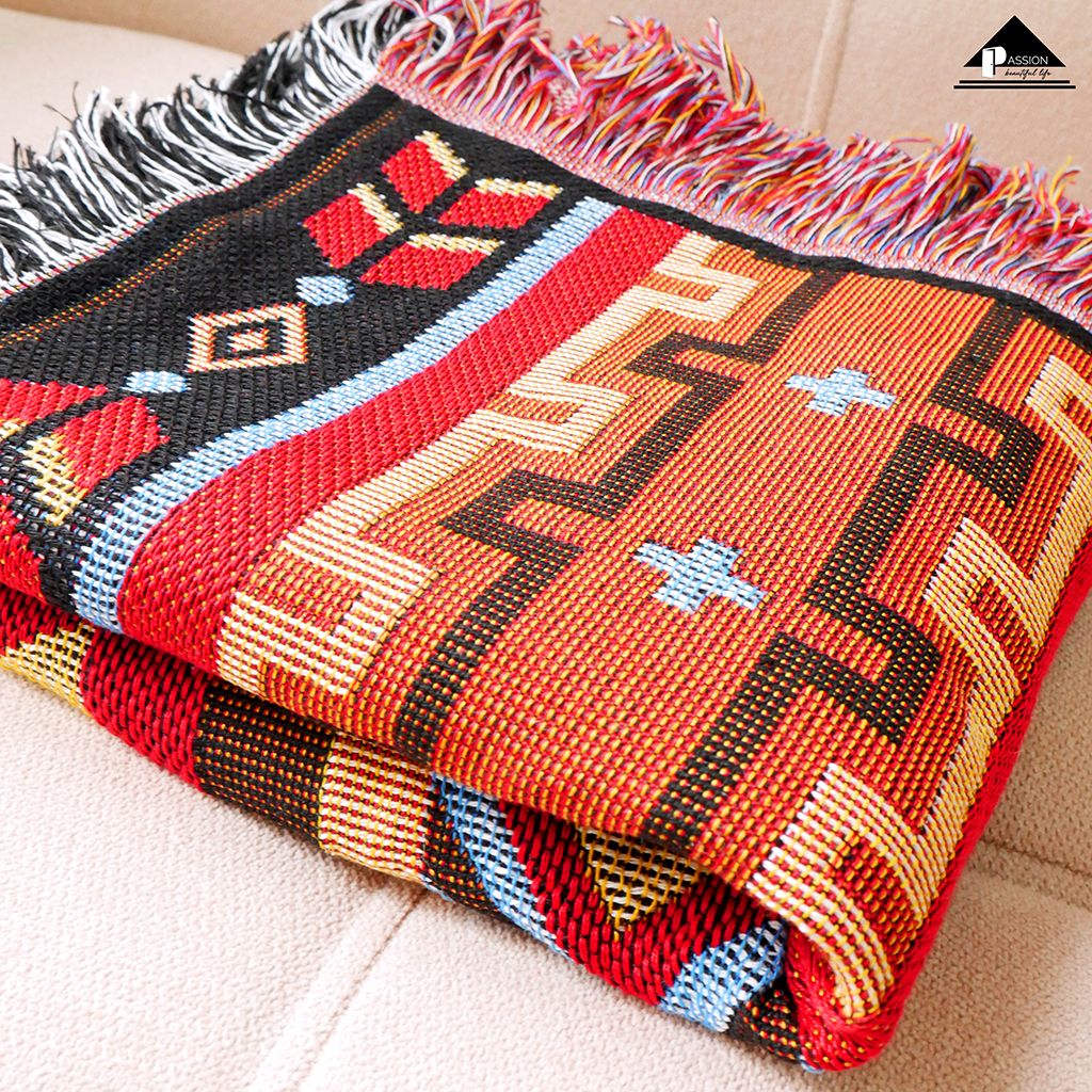 Thảm Phủ Sofa Họa Tiết Cổ Điển Nâu Bắc Âu Kilim