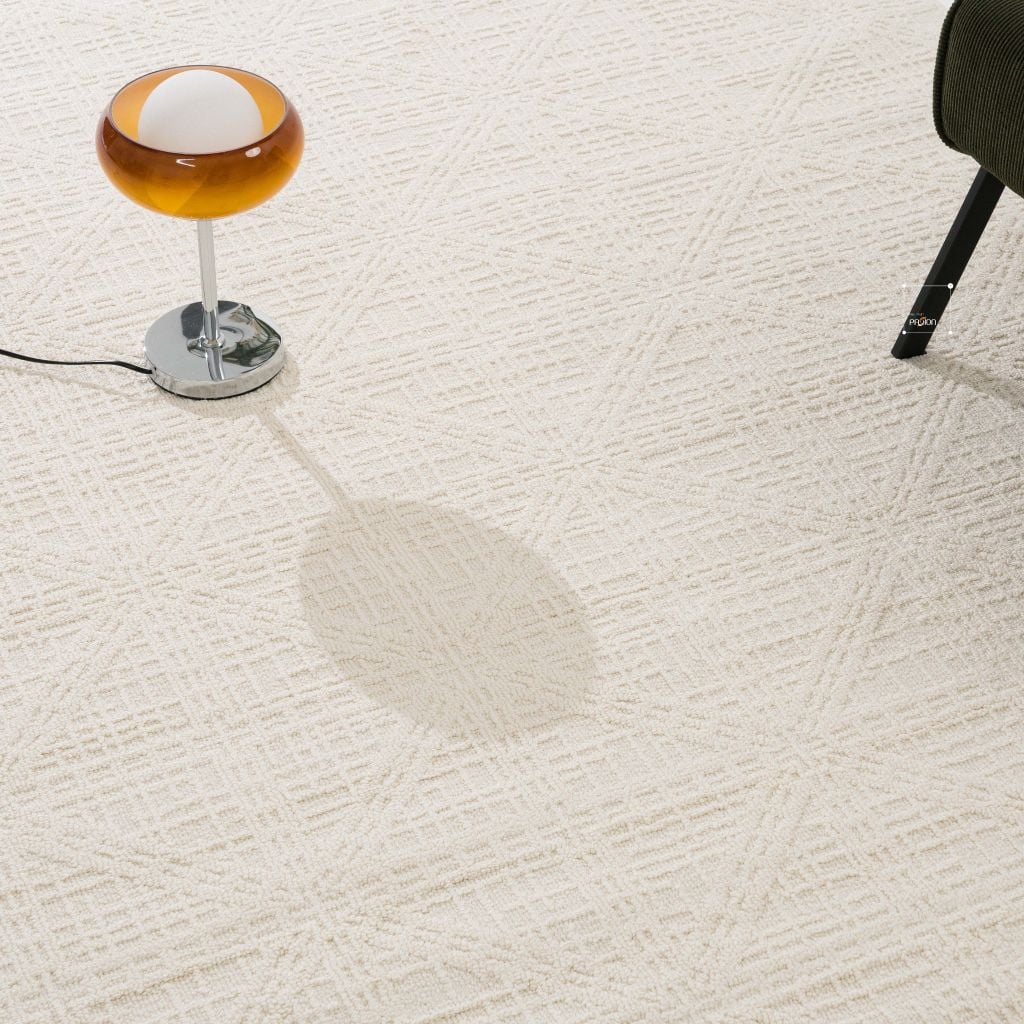 Thảm Trải Sàn Màu Trắng Bắc Âu Sợi Dệt Nổi Tam Giác Chống Thấm