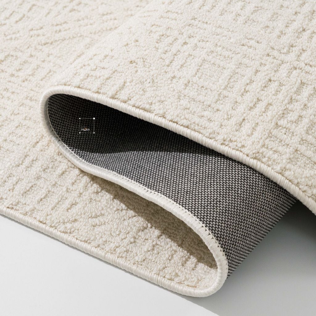 Thảm Trải Sàn Màu Trắng Bắc Âu Sợi Dệt Nổi Tam Giác Chống Thấm