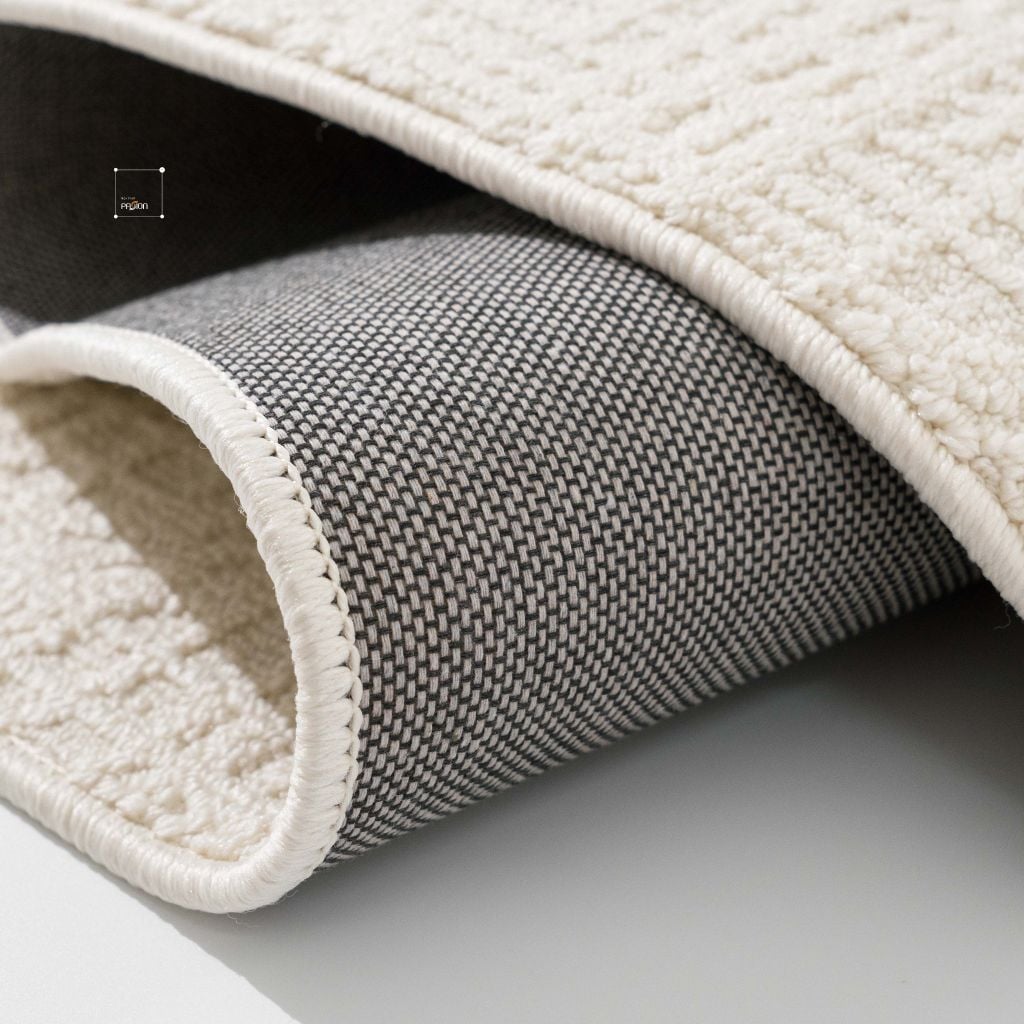 Thảm Trải Sàn Màu Trắng Bắc Âu Sợi Dệt Nổi Tam Giác Chống Thấm