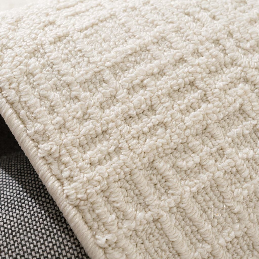 Thảm Trải Sàn Màu Trắng Bắc Âu Sợi Dệt Nổi Tam Giác Chống Thấm