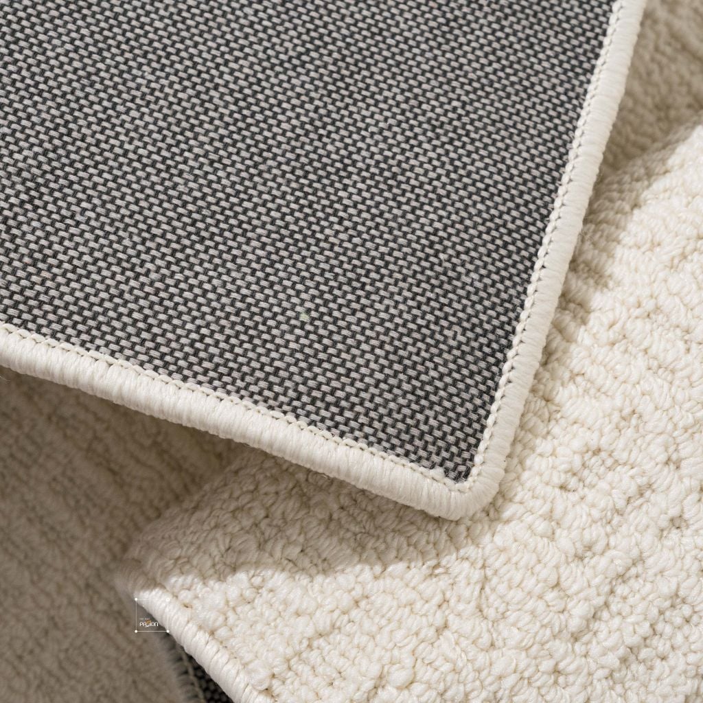 Thảm Trải Sàn Màu Trắng Bắc Âu Sợi Dệt Nổi Tam Giác Chống Thấm