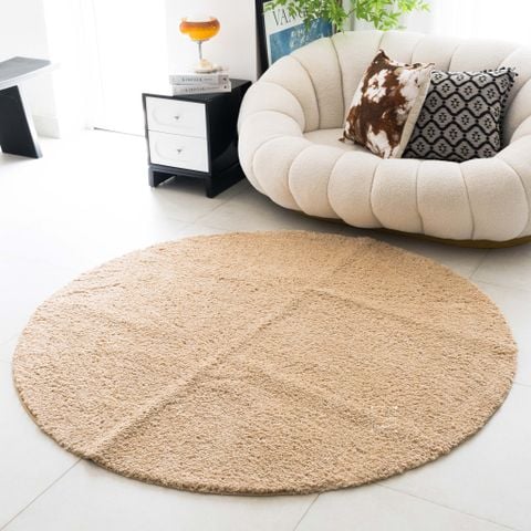 Thảm Tròn Trải Sàn Phòng Sợi Lông Len Trơn Màu 160cm