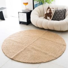 Thảm Tròn Trải Sàn Phòng Sợi Lông Len Trơn Màu 160cm