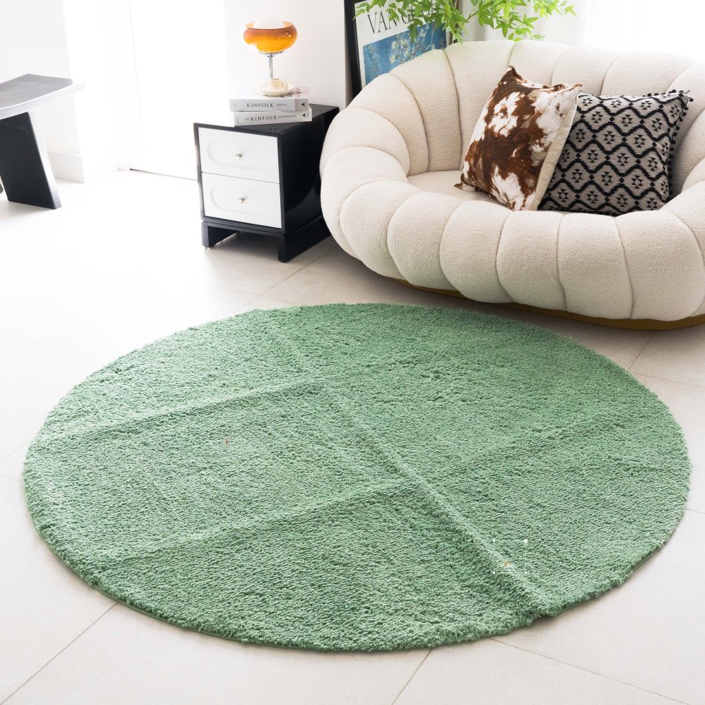 Thảm Tròn Trải Sàn Phòng Sợi Lông Len Trơn Màu 160cm