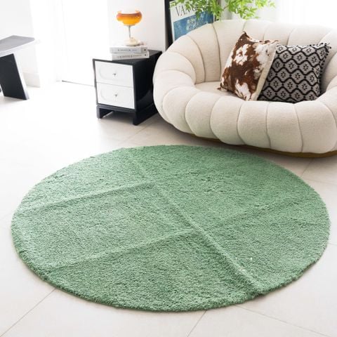 Thảm Tròn Trải Sàn Phòng Sợi Lông Len Trơn Màu 160cm