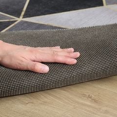Thảm Nhung Nỉ Trải Sàn Trang Trí Phòng Khách Họa Tiết Đen Xám - Tia Chớp