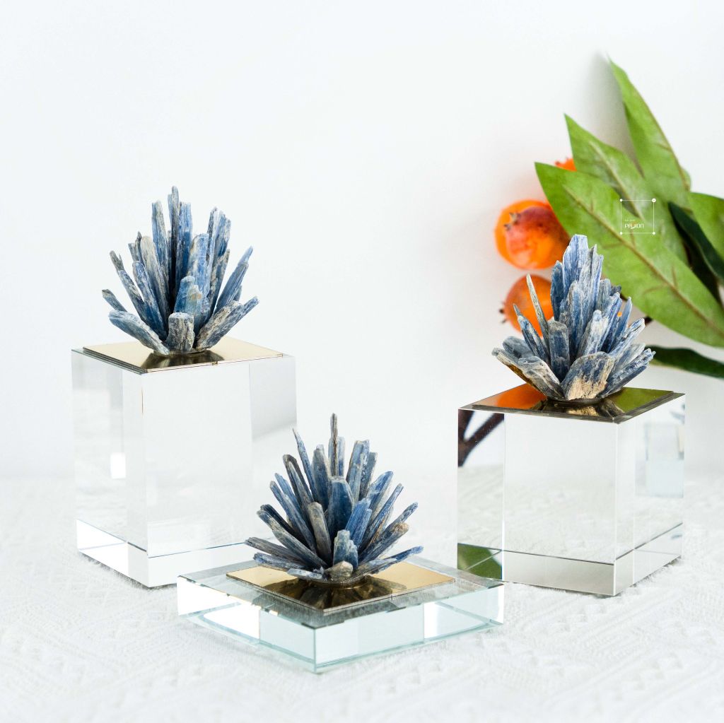 Tượng Pha Lê Decor Phối Thạch Ánh Xanh Sang Trọng