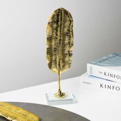 Tượng Trang Trí Chiếc Lá Chuối Ánh Vàng Đế Pha Lê