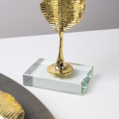 Tượng Trang Trí Chiếc Lá Chuối Ánh Vàng Đế Pha Lê