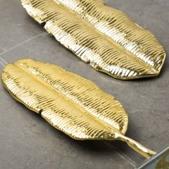 Tượng Trang Trí Chiếc Lá Chuối Ánh Vàng Đế Pha Lê