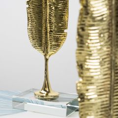 Tượng Trang Trí Chiếc Lá Chuối Ánh Vàng Đế Pha Lê