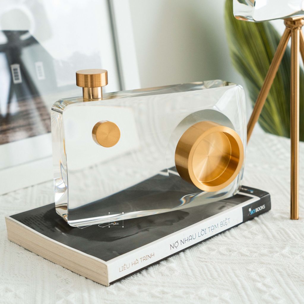 Tượng Trang Trí Máy Ảnh Camera Pha Lê Decor Tủ Kệ Nội Thất