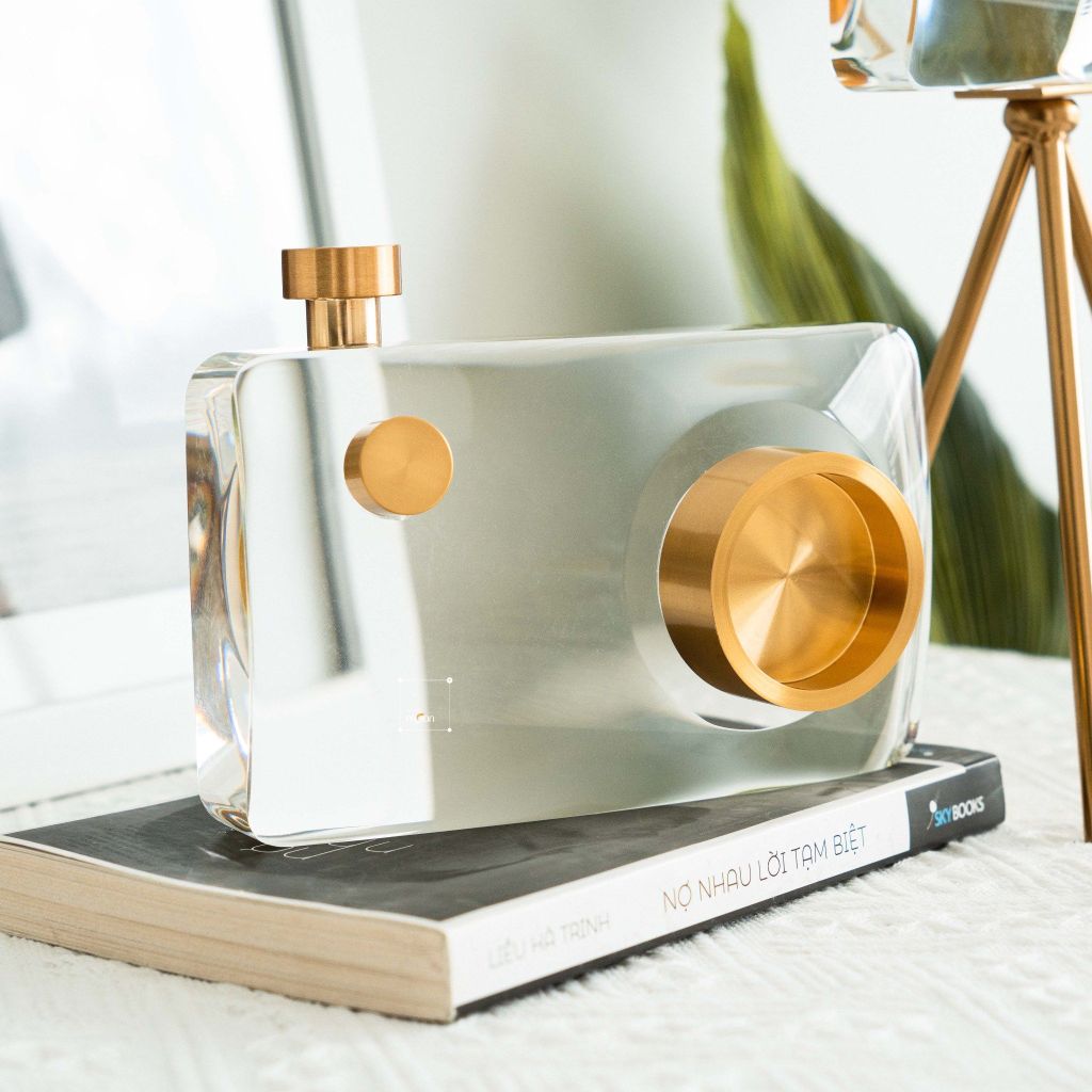 Tượng Trang Trí Máy Ảnh Camera Pha Lê Decor Tủ Kệ Nội Thất
