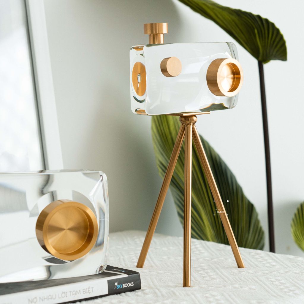 Tượng Trang Trí Máy Ảnh Camera Pha Lê Decor Tủ Kệ Nội Thất