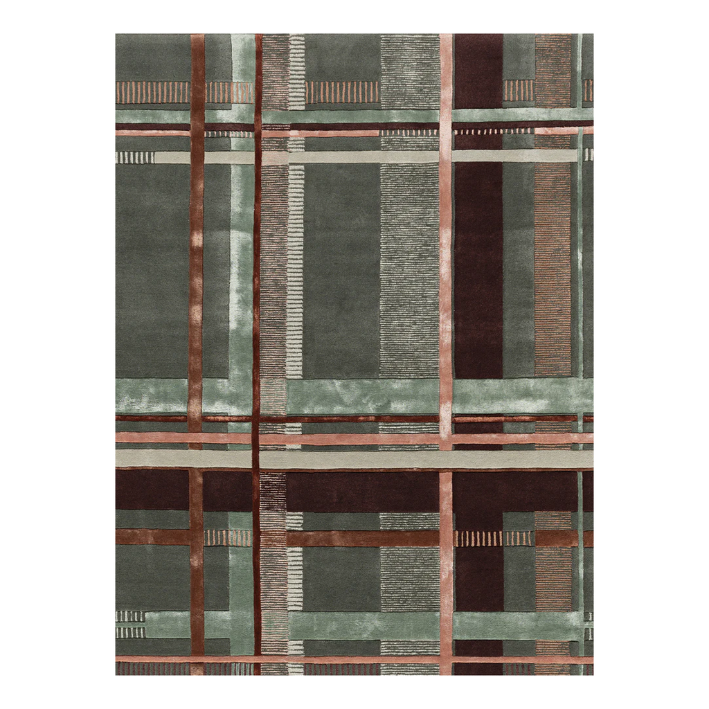Thảm Dệt Thủ Công Caro Army Green Len New Zealand