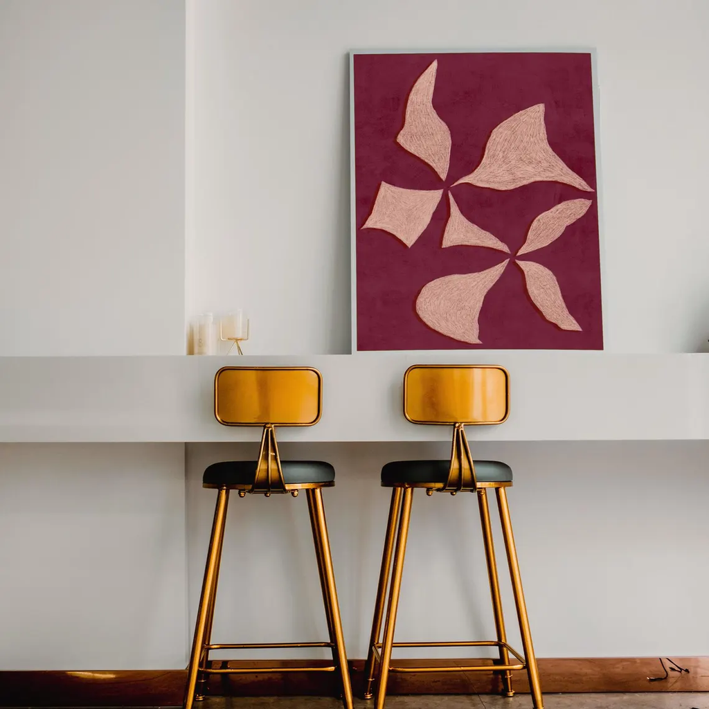 Tranh Treo Tường Đương Đại Hoa Trừu Tượng Đỏ Tía