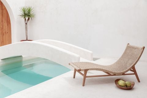 Ghế Dài Ngoài Trời Gỗ Teak Đan Dây