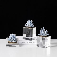 Tượng Pha Lê Decor Phối Thạch Ánh Xanh Sang Trọng