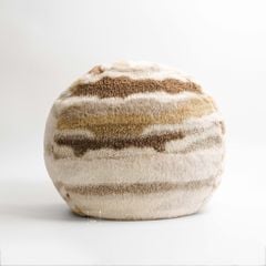 Vỏ Đệm Ngồi Tròn Nhung Gợn Sóng Nâu