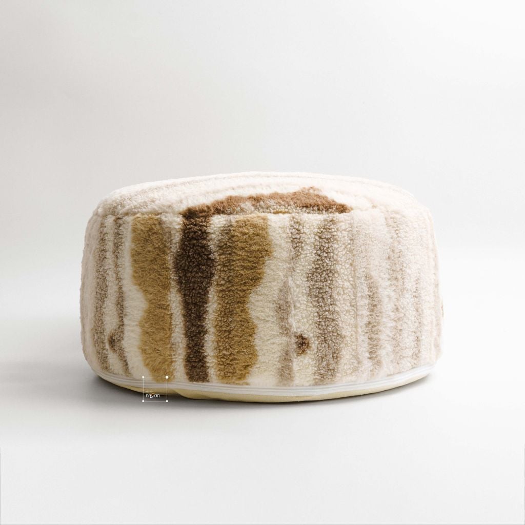 Vỏ Đệm Ngồi Tròn Nhung Gợn Sóng Nâu