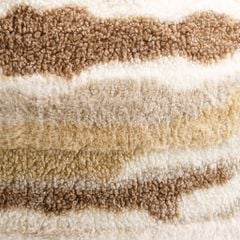 Vỏ Đệm Ngồi Tròn Nhung Gợn Sóng Nâu