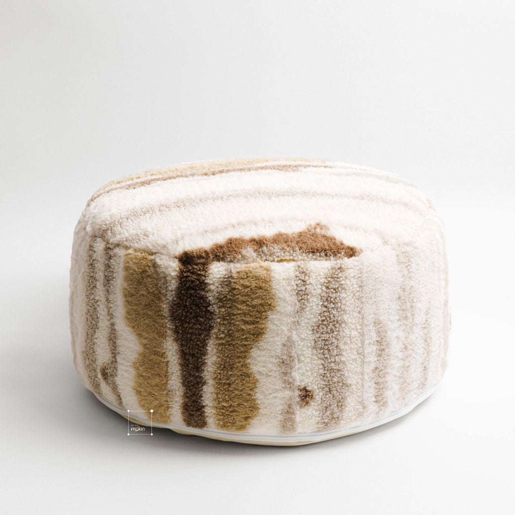 Vỏ Đệm Ngồi Tròn Nhung Gợn Sóng Nâu