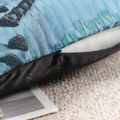 Vỏ Gối Tựa Lưng Cao Cấp Hình Họa Tiết Phượng Hoàng Xanh