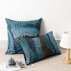 Vỏ Gối Tựa Lưng Cao Cấp Hình Họa Tiết Phượng Hoàng Xanh