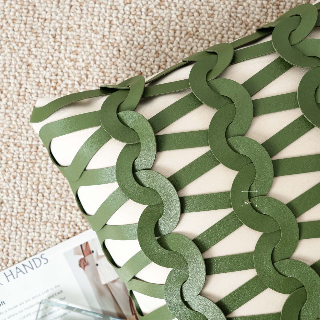 Vỏ Gối Tựa Lưng Phong Cách Bắc Âu Xanh Green Phối Be