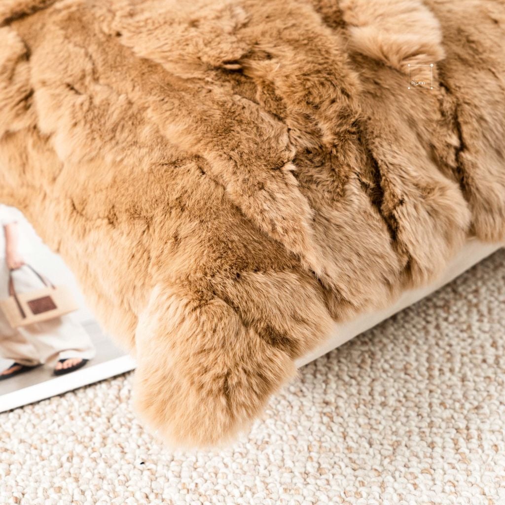 Vỏ Gối Tựa Lưng Sofa Lông Mịn Gợn Sóng Cao Cấp