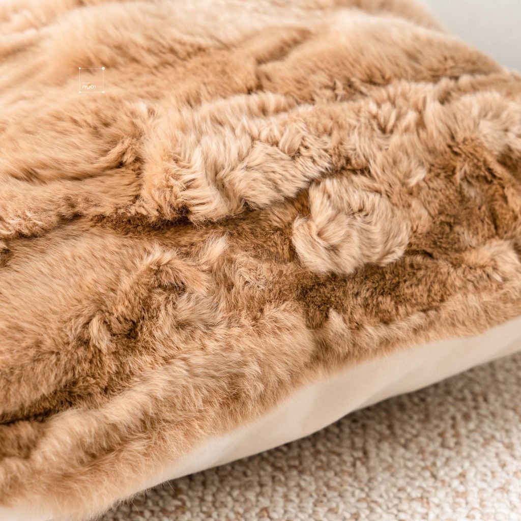 Vỏ Gối Tựa Lưng Sofa Lông Mịn Gợn Sóng Cao Cấp