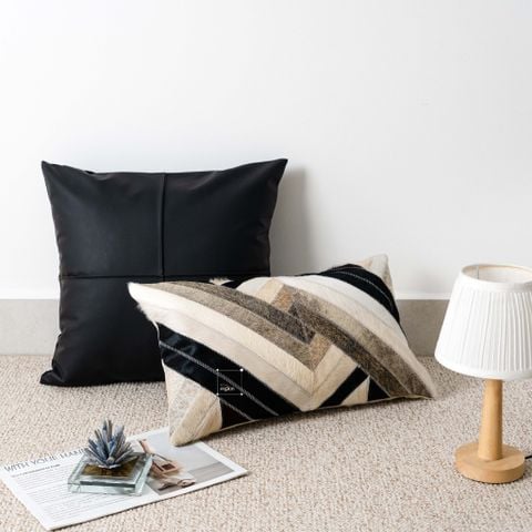 Vỏ Gối Tựa Lưng Sofa Phong Cách Retro Hiện Đại Đen Trắng