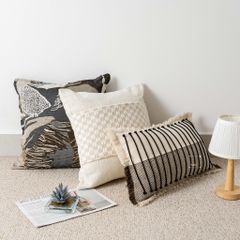 Vỏ Gối Tựa Lưng Sofa Phong Cách Rustic Xanh Xám