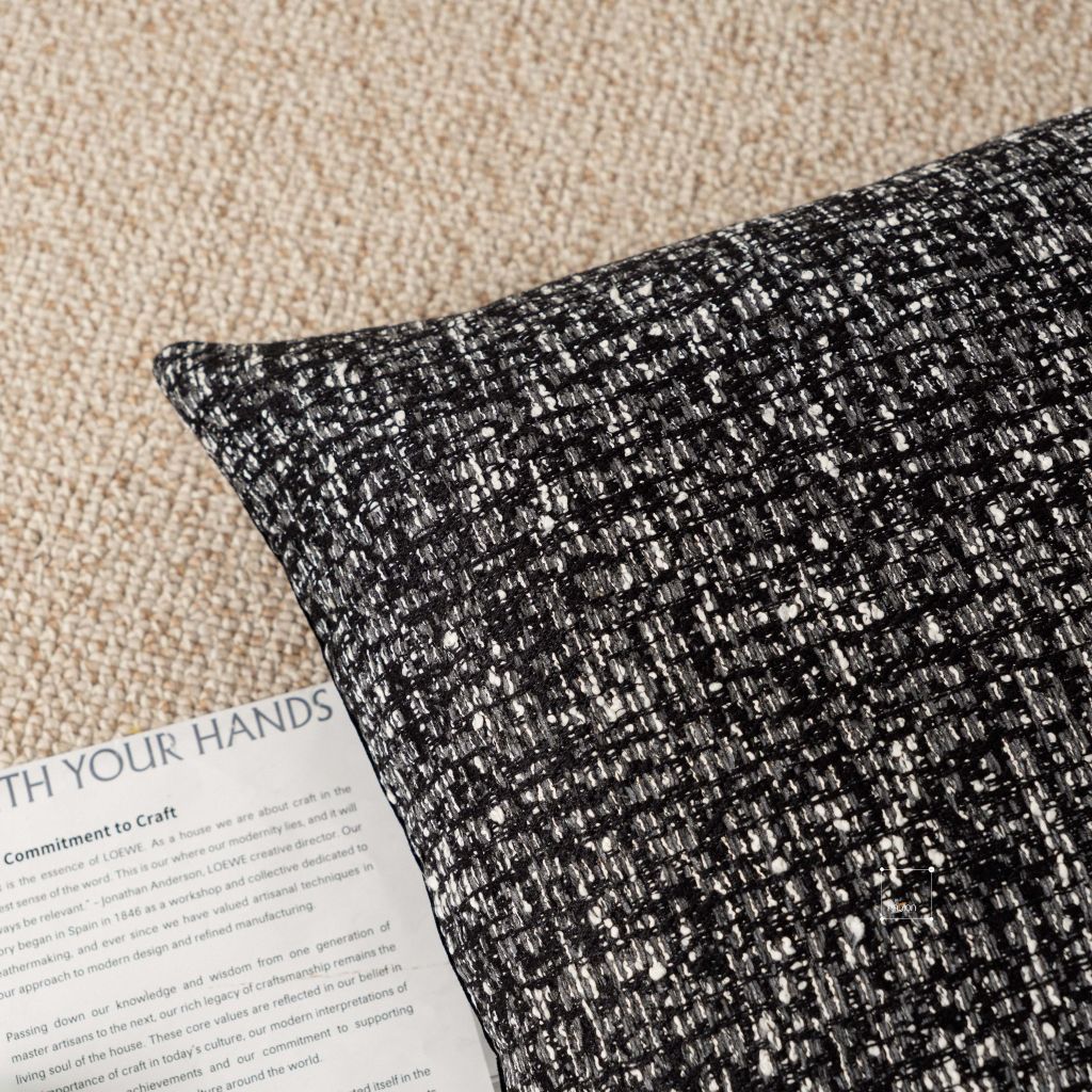Vỏ Gối Tựa Lưng Sofa Retro Tông Đen Xám Kiểu Mỹ