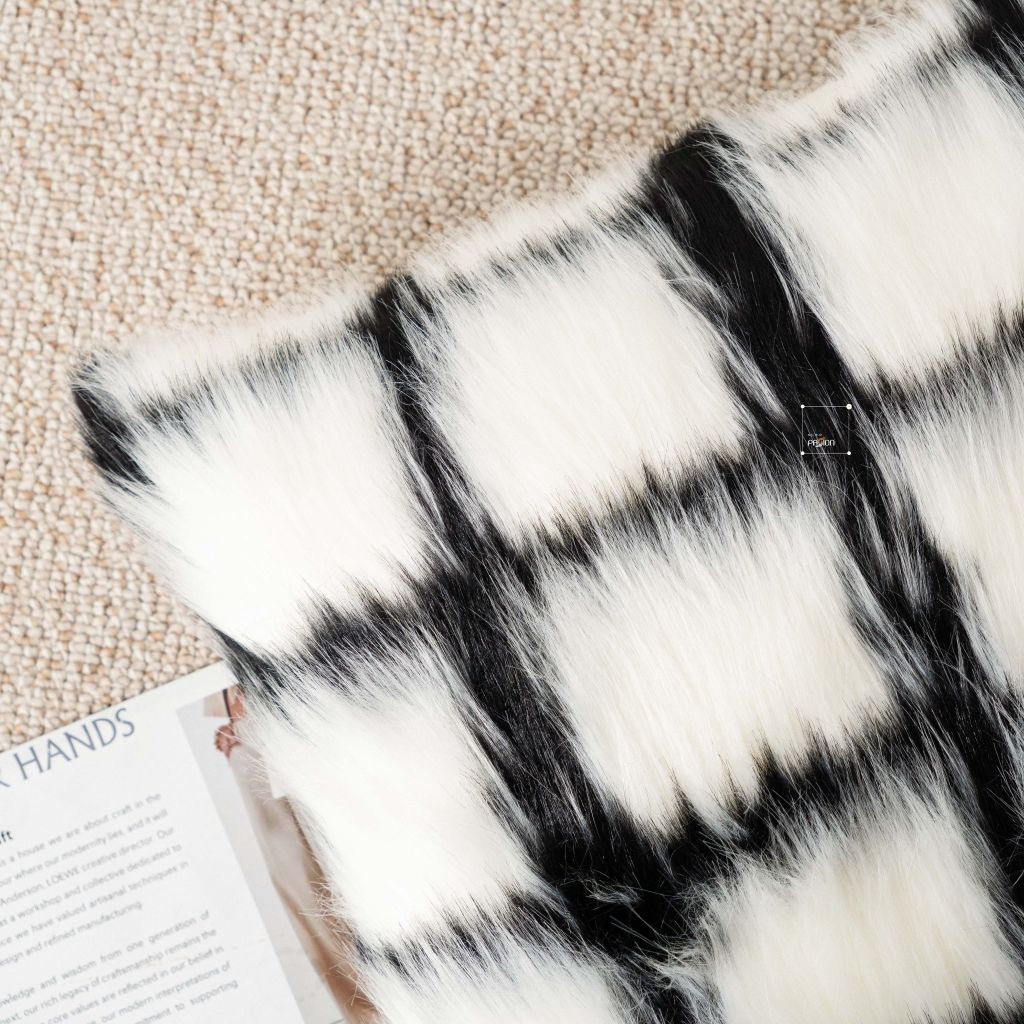 Vỏ Gối Tựa Lưng Sofa Retro Tông Đen Xám Kiểu Mỹ