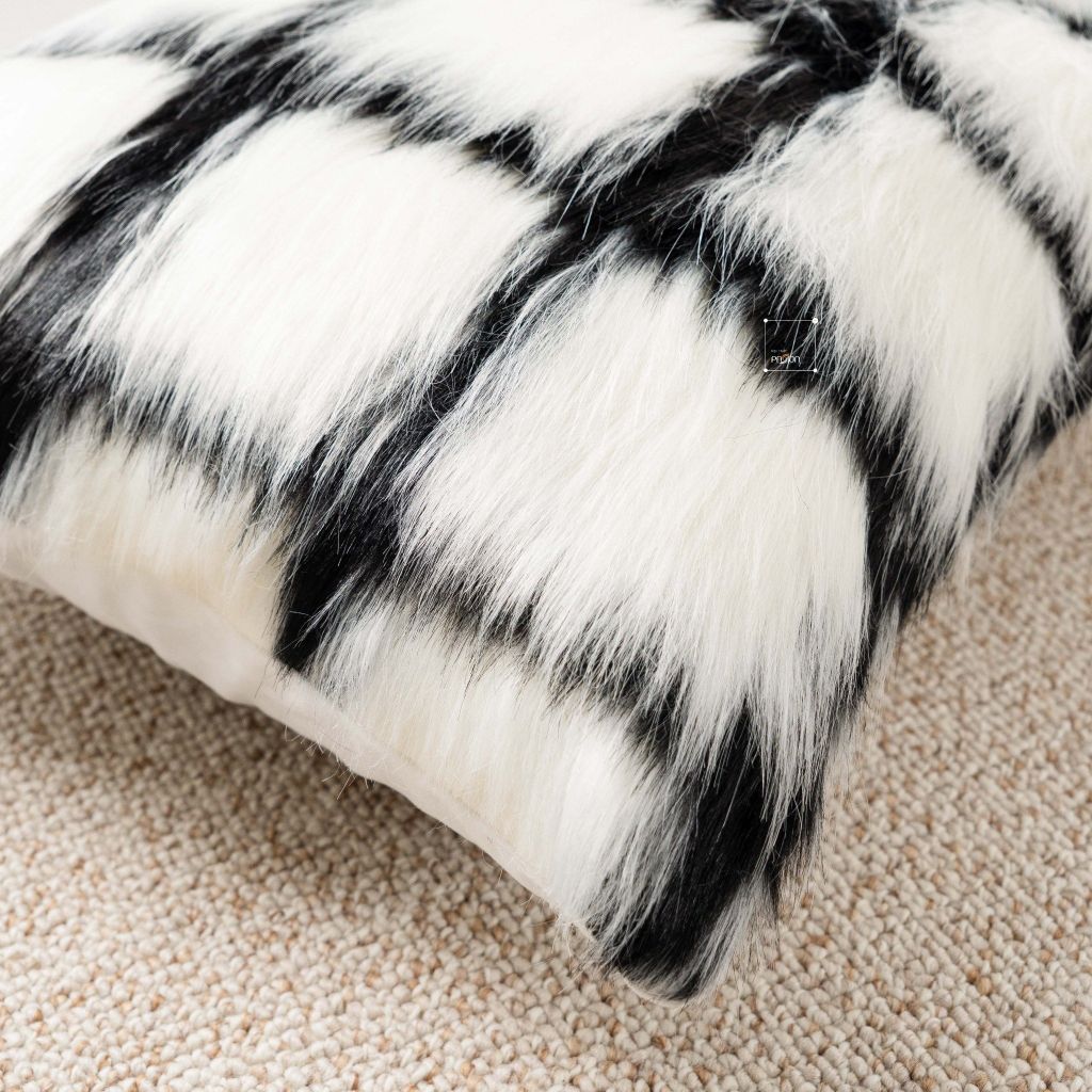 Vỏ Gối Tựa Lưng Sofa Retro Tông Đen Xám Kiểu Mỹ