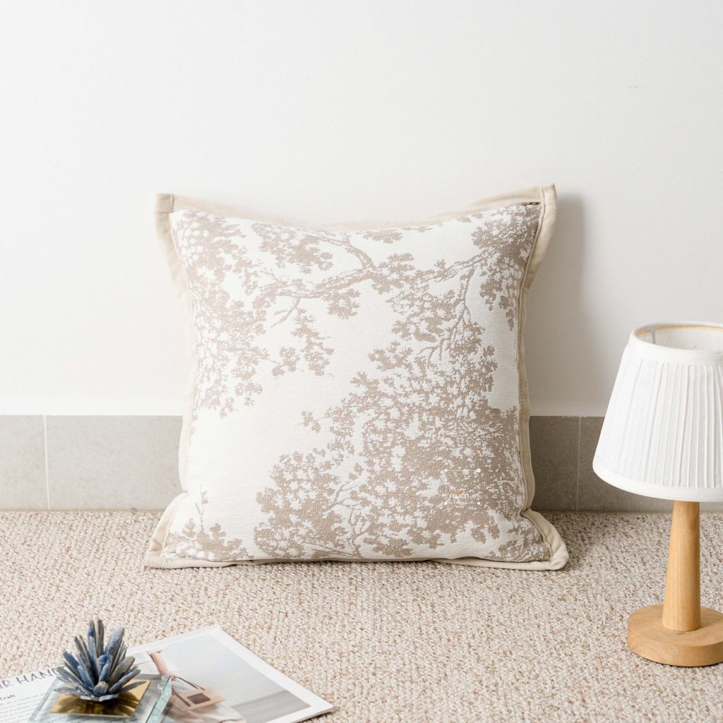 Vỏ Gối Tựa Lưng Sofa Tông Kem Trừu Tượng Wabi Sabi