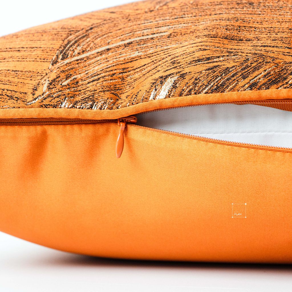 Vỏ Gối Tựa Lưng Trang Trí Thêu Cao Cấp Size 50cm - Cam Abstract