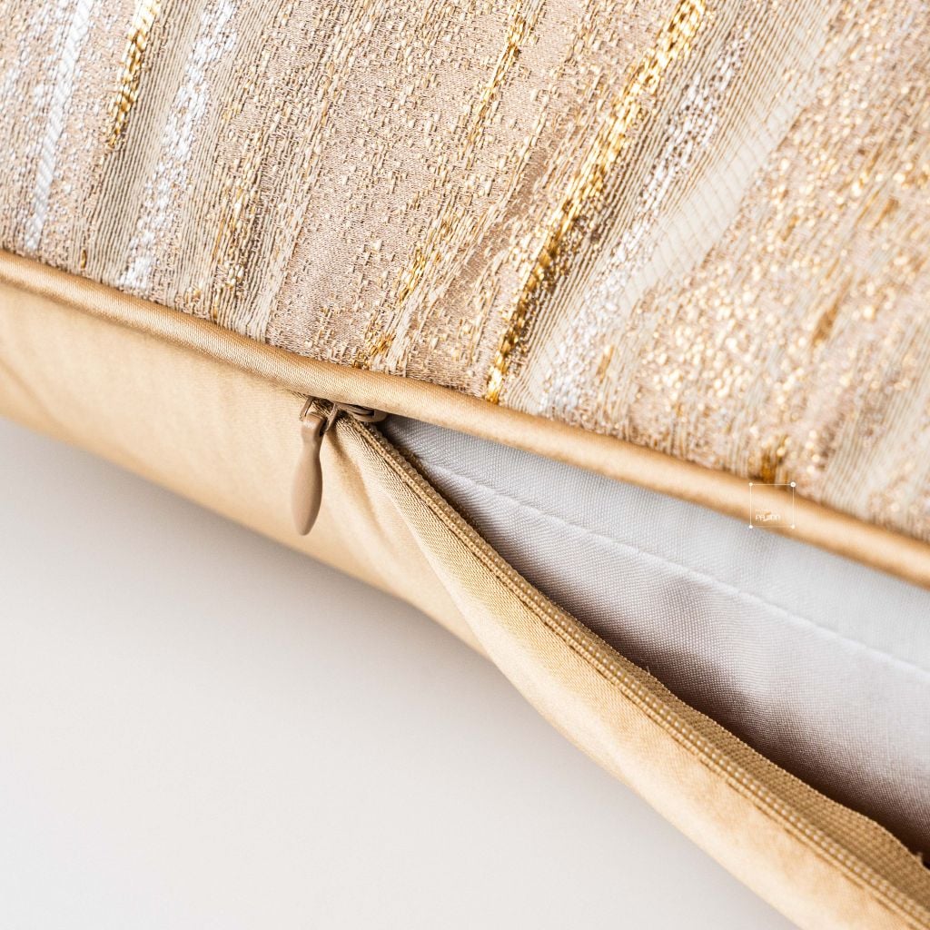 Vỏ Gối Tựa Lưng Trang Trí Thêu Cao Cấp Size 50cm - Sọc Vàng