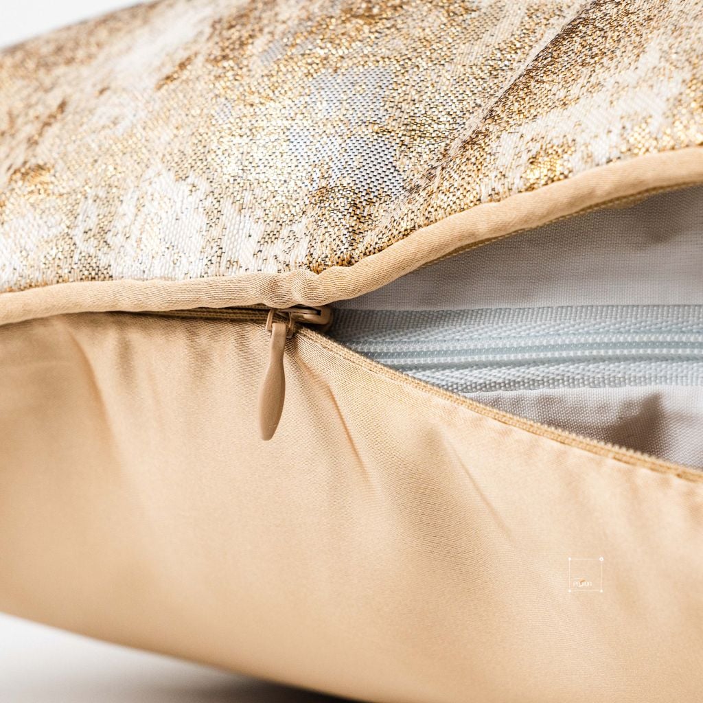 Vỏ Gối Tựa Lưng Trang Trí Thêu Cao Cấp Size 50cm - Vàng Sáng