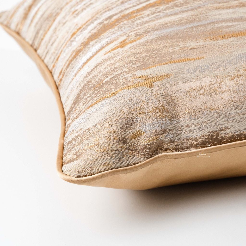 Vỏ Gối Tựa Lưng Trang Trí Thêu Cao Cấp Size 50cm - Sọc Vàng
