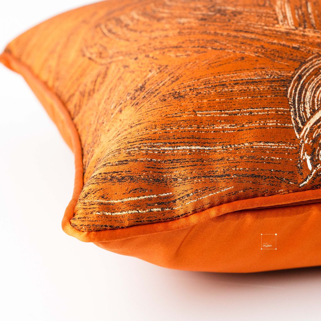 Vỏ Gối Tựa Lưng Trang Trí Thêu Cao Cấp Size 50cm - Cam Abstract