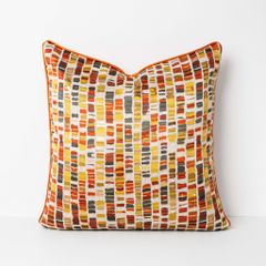 Vỏ Gối Tựa Lưng Trang Trí Thêu Cao Cấp Size 50cm - Cam Dệt Điểm