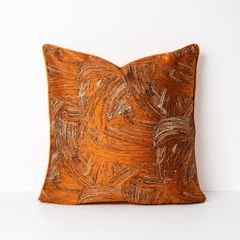 Vỏ Gối Tựa Lưng Trang Trí Thêu Cao Cấp Size 50cm - Cam Abstract