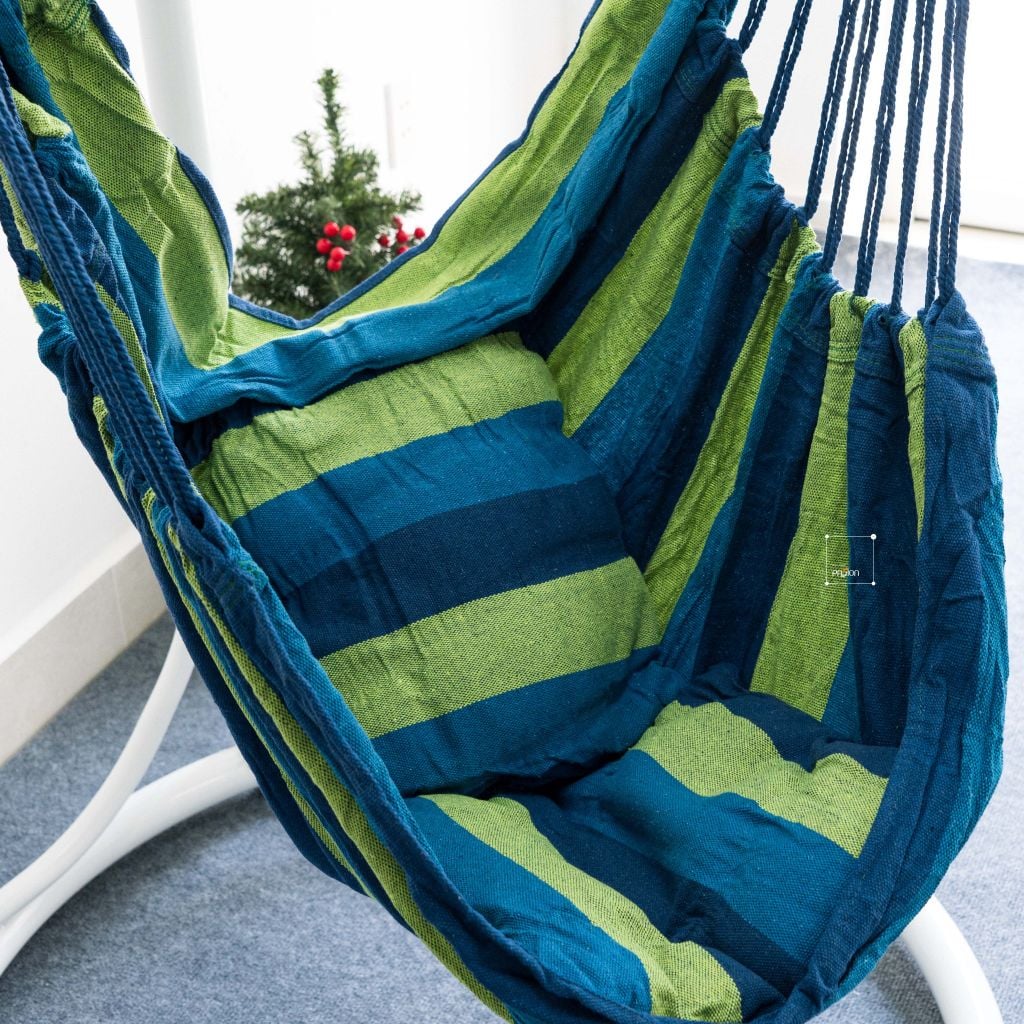 Võng Canvas Sọc Hoa Văn Thổ Cẩm Có Kèm 2 Gối Lót Võng